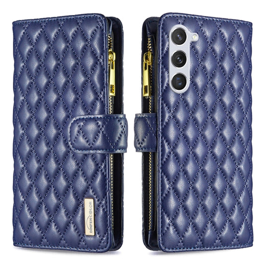 For Samsung Galaxy S25 5G Diamond Lattice Zipper Wallet Leather Flip Phone Case(Blue) - Galaxy S25 5G Cases by buy2fix | Online Shopping UK | buy2fix