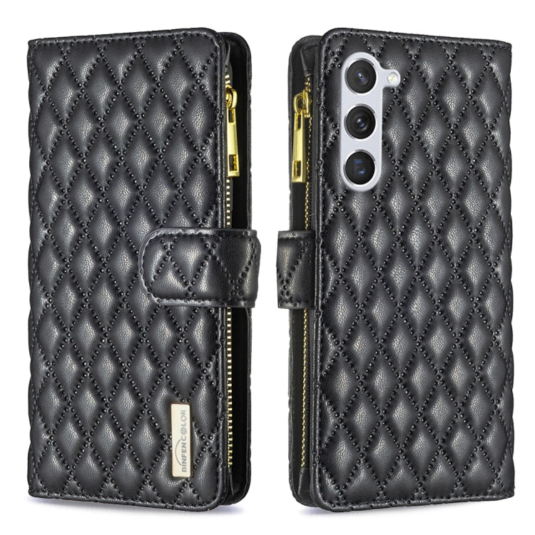 For Samsung Galaxy S25 5G Diamond Lattice Zipper Wallet Leather Flip Phone Case(Black) - Galaxy S25 5G Cases by buy2fix | Online Shopping UK | buy2fix