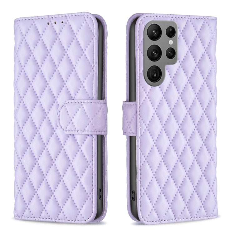 For Samsung Galaxy S25 Ultra 5G Diamond Lattice Wallet Flip Leather Phone Case(Purple) - Galaxy S25 Ultra 5G Cases by buy2fix | Online Shopping UK | buy2fix