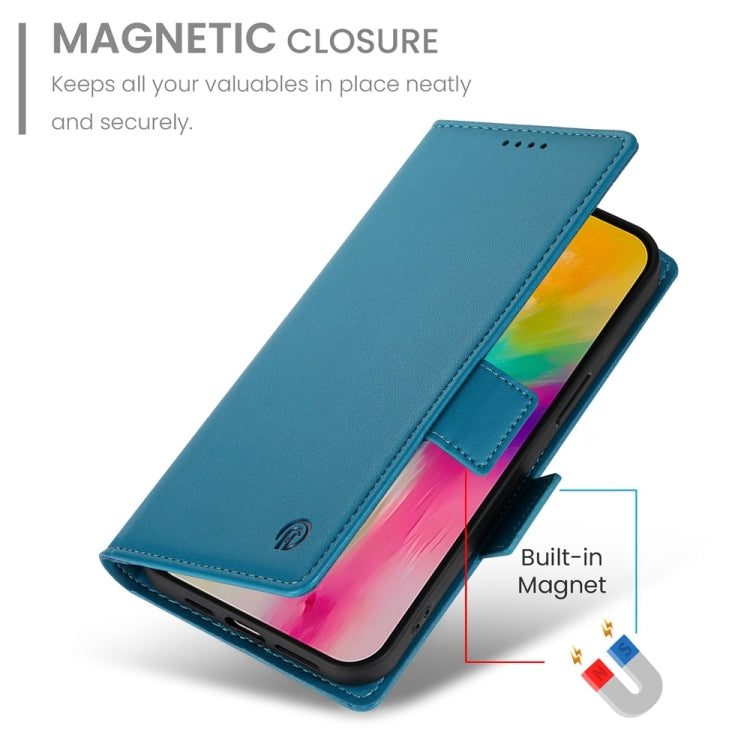 For iPhone 16 Pro Max Side Buckle Magnetic Frosted Leather Phone Case(Blue) - iPhone 16 Pro Max Cases by buy2fix | Online Shopping UK | buy2fix