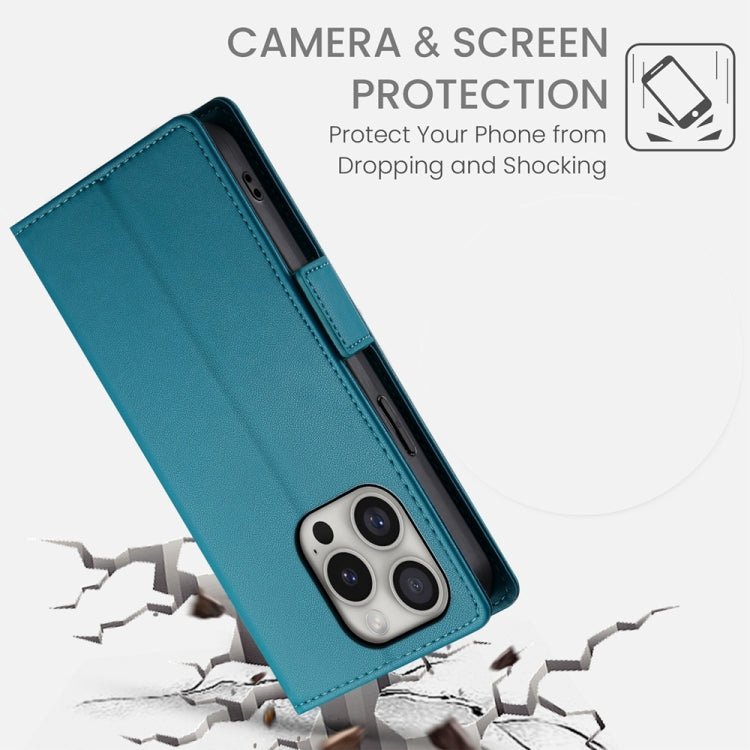 For iPhone 16 Pro Side Buckle Magnetic Frosted Leather Phone Case(Blue) - iPhone 16 Pro Cases by buy2fix | Online Shopping UK | buy2fix