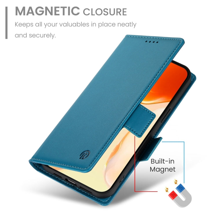 For iPhone 16 Plus Side Buckle Magnetic Frosted Leather Phone Case(Blue) - iPhone 16 Plus Cases by buy2fix | Online Shopping UK | buy2fix