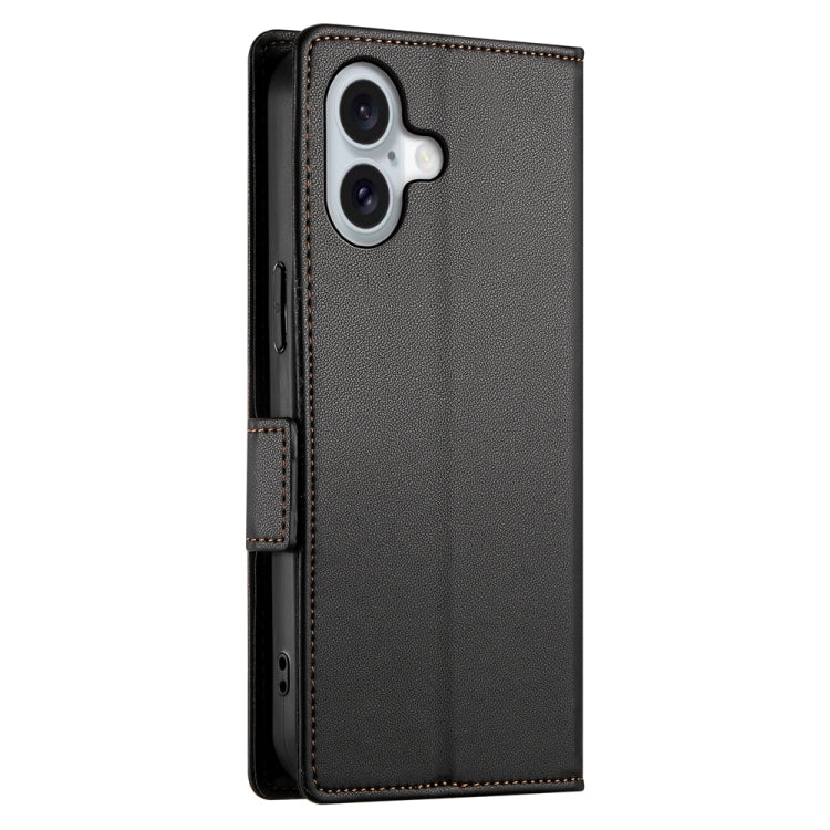 For iPhone 16 Side Buckle Magnetic Frosted Leather Phone Case(Black) - iPhone 16 Cases by buy2fix | Online Shopping UK | buy2fix