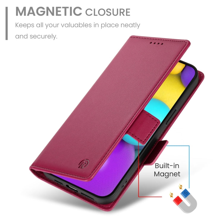 For iPhone 16 Side Buckle Magnetic Frosted Leather Phone Case(Wine Red) - iPhone 16 Cases by buy2fix | Online Shopping UK | buy2fix