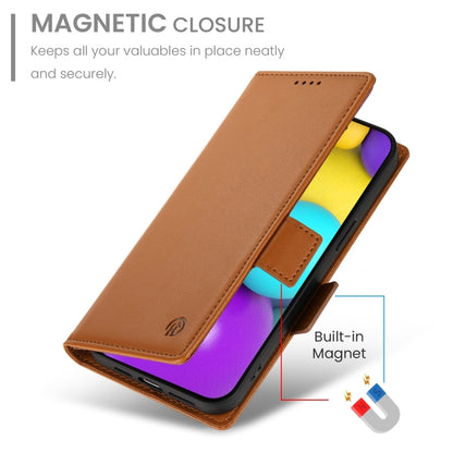 For iPhone 16 Side Buckle Magnetic Frosted Leather Phone Case(Brown) - iPhone 16 Cases by buy2fix | Online Shopping UK | buy2fix