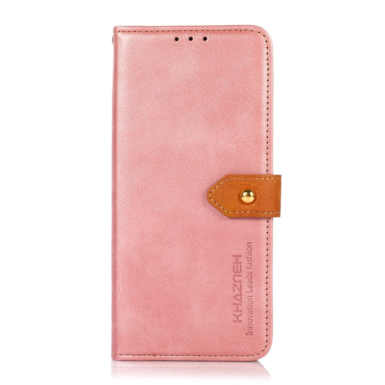 For Samsung Galaxy S25 Ultra 5G KHAZNEH Dual-color Cowhide Texture Flip Leather Phone Case(Rose Gold) - Galaxy S25 Ultra 5G Cases by buy2fix | Online Shopping UK | buy2fix