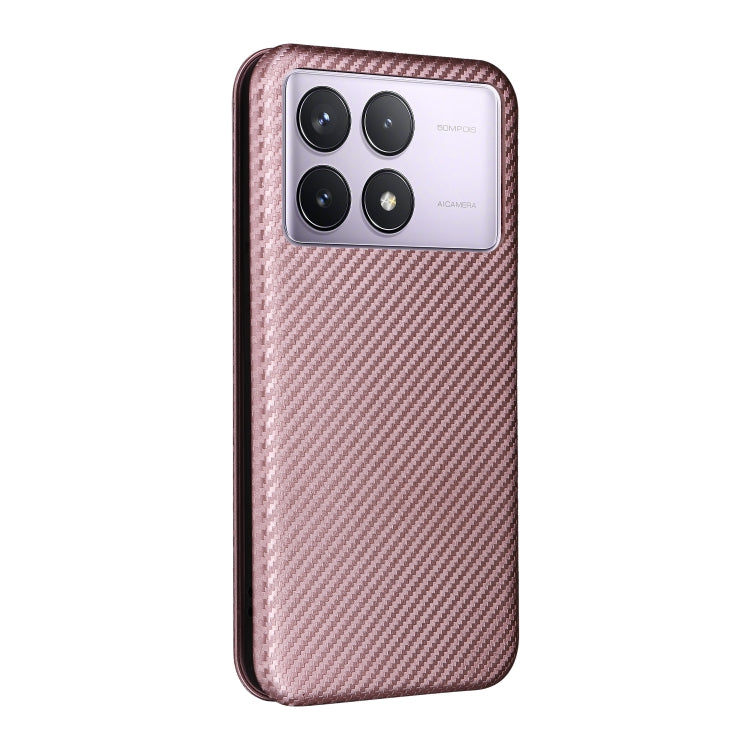 For Redmi K70 Carbon Fiber Texture Flip Leather Phone Case(Pink) - K70 Cases by buy2fix | Online Shopping UK | buy2fix