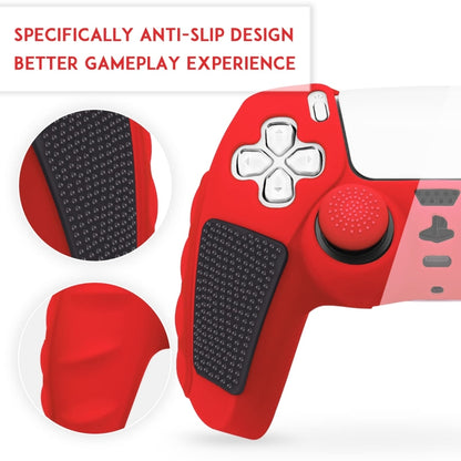 For Sony PS5 Splicing Color Silicone Gamepad Protective Case without Rocker Caps(Red Black) - Cases by buy2fix | Online Shopping UK | buy2fix