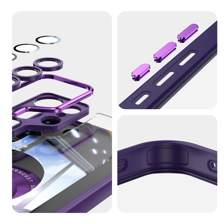 For Samsung Galaxy S25 Ultra 5G 360 Holder MagSafe Acrylic Hybrid TPU Phone Case(Purple) - Galaxy S25 Ultra 5G Cases by buy2fix | Online Shopping UK | buy2fix