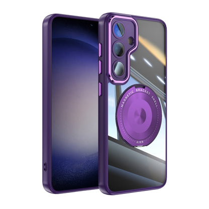 For Samsung Galaxy S25+ 5G 360 Holder MagSafe Acrylic Hybrid TPU Phone Case(Purple) - Galaxy S25+ 5G Cases by buy2fix | Online Shopping UK | buy2fix