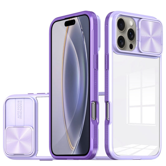 For iPhone 16 Pro Sliding Camshield Acrylic Hybrid TPU Phone Case(Purple) - iPhone 16 Pro Cases by buy2fix | Online Shopping UK | buy2fix