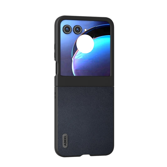 For Motorola Razr 50 ABEEL Genuine Leather Elegant Phone Case(Blue) - Motorola Cases by buy2fix | Online Shopping UK | buy2fix