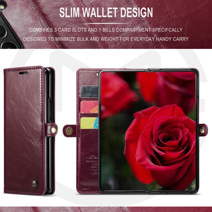 For Samsung Galaxy Z Fold6 5G CaseMe 003 Crazy Horse Texture Flip Leather Phone Case(Wine Red) - Galaxy Z Fold6 5G Cases by CaseMe | Online Shopping UK | buy2fix