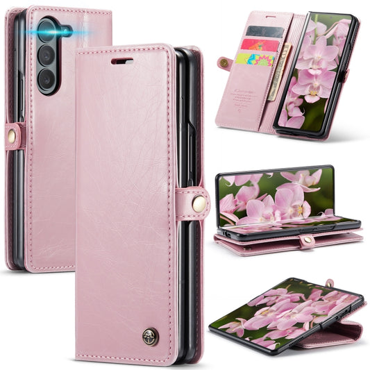 For Samsung Galaxy Z Fold6 5G CaseMe 003 Crazy Horse Texture Flip Leather Phone Case(Pink) - Galaxy Z Fold6 5G Cases by CaseMe | Online Shopping UK | buy2fix