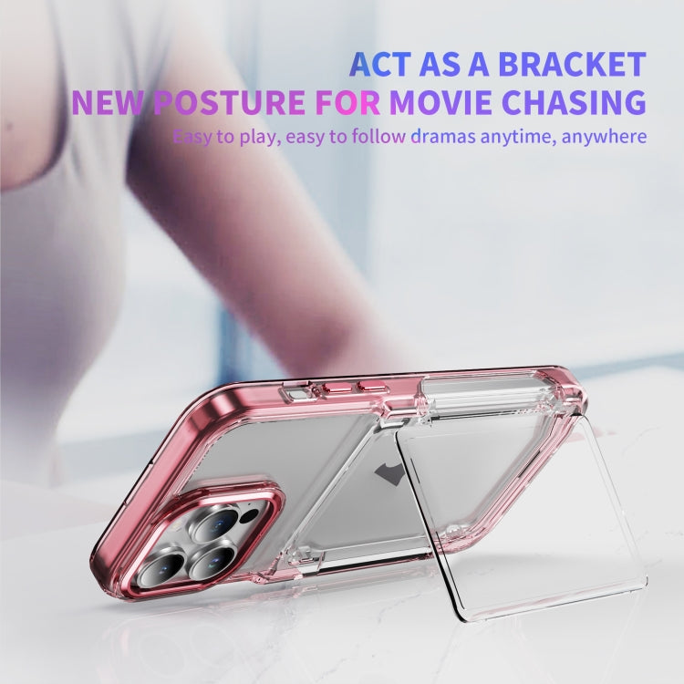 For iPhone 16 Pro Max Card Holder Acrylic Hybrid TPU Phone Case(Transparent Pink) - iPhone 16 Pro Max Cases by buy2fix | Online Shopping UK | buy2fix