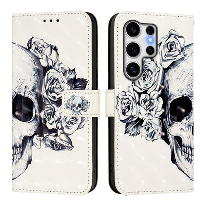 For Samsung Galaxy S25 Ultra 5G 3D Painting Horizontal Flip Leather Phone Case(Skull) - Galaxy S25 Ultra 5G Cases by buy2fix | Online Shopping UK | buy2fix