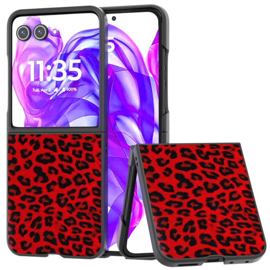 For Motorola Razr 50 Ultra Black Edge Leopard Phone Case(Red Leopard) - Motorola Cases by buy2fix | Online Shopping UK | buy2fix