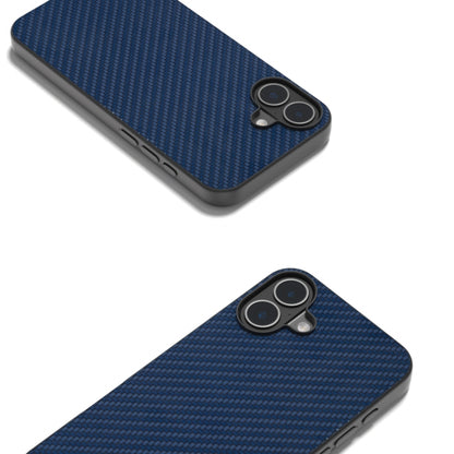 For iPhone 16 Carbon Fiber Texture Protective Phone Case(Dark Blue) - iPhone 16 Cases by buy2fix | Online Shopping UK | buy2fix