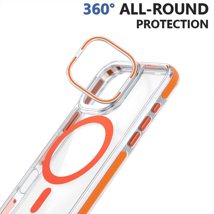 For iPhone 15 Pro Max Dual-Color Clear Acrylic Hybrid TPU Lens Flip Holder MagSafe Phone Case(Blue) - iPhone 15 Pro Max Cases by buy2fix | Online Shopping UK | buy2fix