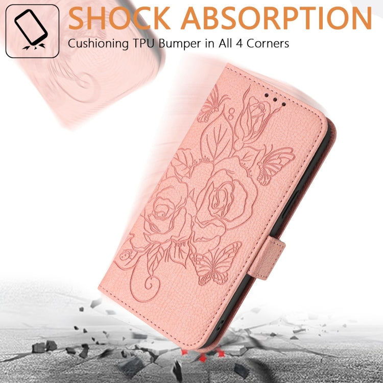 For Motorola Moto G Play 5G / G 5G 2024 Embossed Rose RFID Anti-theft Leather Phone Case(Pink) - Motorola Cases by buy2fix | Online Shopping UK | buy2fix