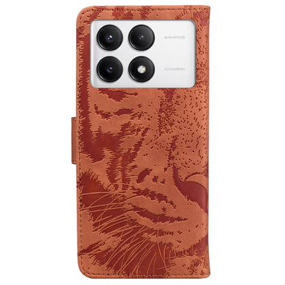 For Redmi K70 / K70 Pro Tiger Embossing Pattern Flip Leather Phone Case(Brown) - K70 Cases by buy2fix | Online Shopping UK | buy2fix