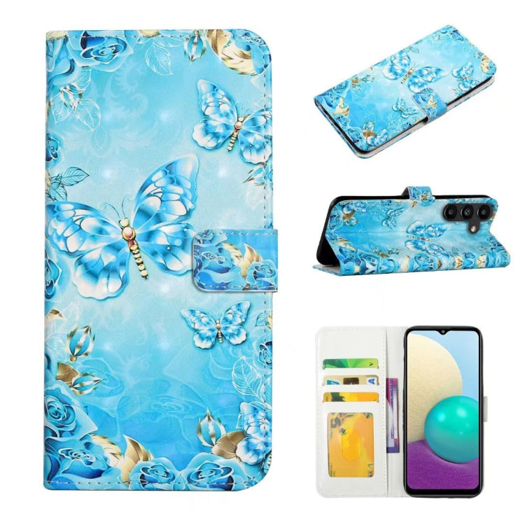 For Samsung Galaxy S25 5G Oil Embossed 3D Drawing Leather Phone Case(Blue Butterflies) - Galaxy S25 5G Cases by buy2fix | Online Shopping UK | buy2fix