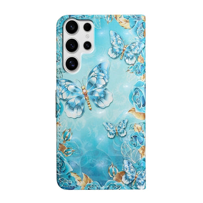 For Samsung Galaxy S25 Ultra 5G Oil Embossed 3D Drawing Leather Phone Case(Blue Butterflies) - Galaxy S25 Ultra 5G Cases by buy2fix | Online Shopping UK | buy2fix