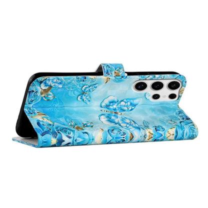 For Samsung Galaxy S25 Ultra 5G Oil Embossed 3D Drawing Leather Phone Case(Blue Butterflies) - Galaxy S25 Ultra 5G Cases by buy2fix | Online Shopping UK | buy2fix