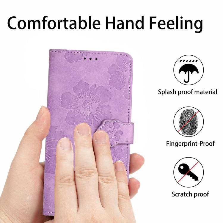 For Samsung Galaxy S25 5G Flower Embossing Pattern Leather Phone Case(Purple) - Galaxy S25 5G Cases by buy2fix | Online Shopping UK | buy2fix