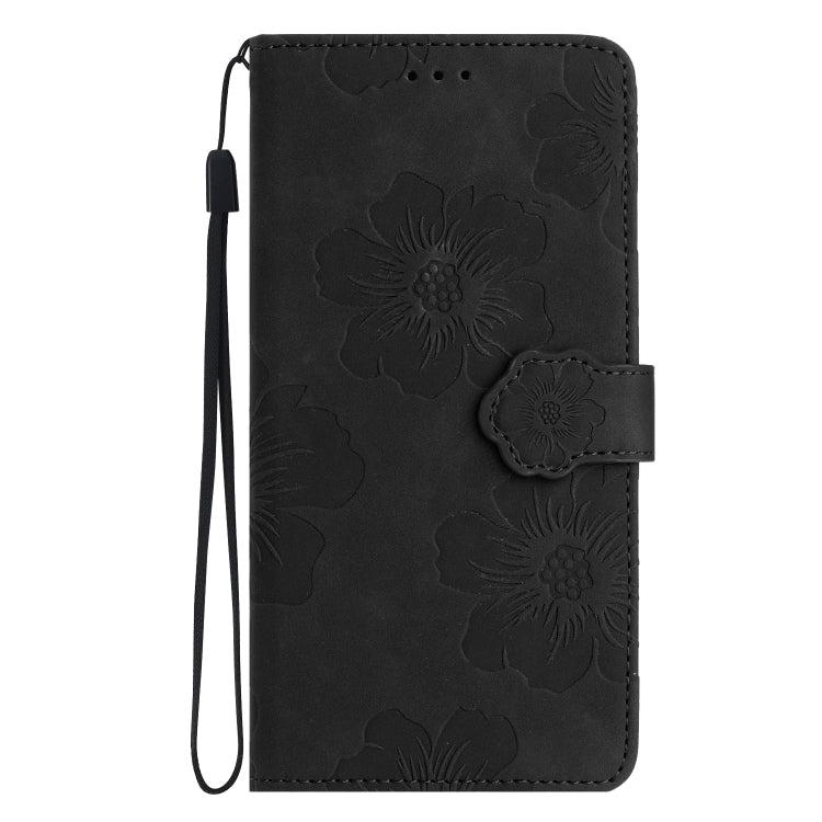 For Samsung Galaxy S25 5G Flower Embossing Pattern Leather Phone Case(Black) - Galaxy S25 5G Cases by buy2fix | Online Shopping UK | buy2fix