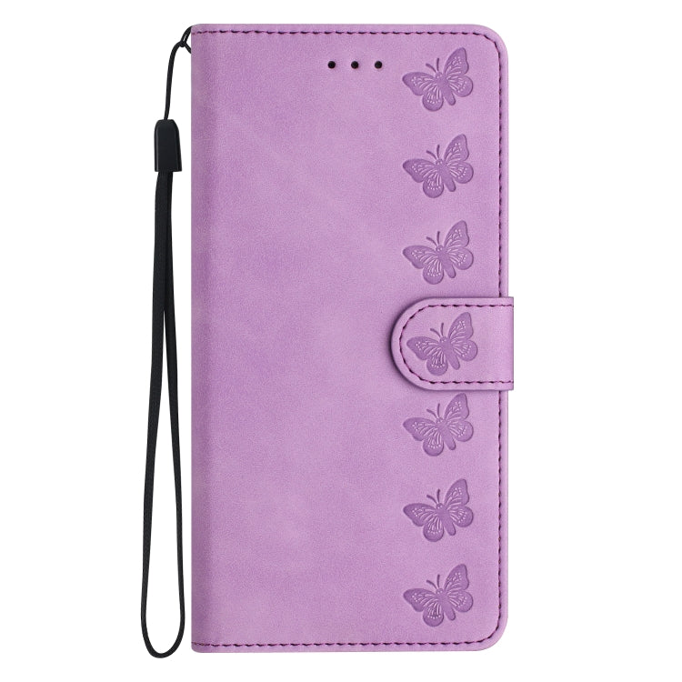 For Samsung Galaxy S25 5G Seven Butterflies Embossed Leather Phone Case(Purple) - Galaxy S25 5G Cases by buy2fix | Online Shopping UK | buy2fix