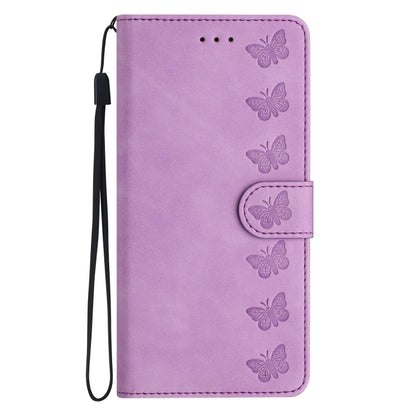 For Samsung Galaxy S25 5G Seven Butterflies Embossed Leather Phone Case(Purple) - Galaxy S25 5G Cases by buy2fix | Online Shopping UK | buy2fix