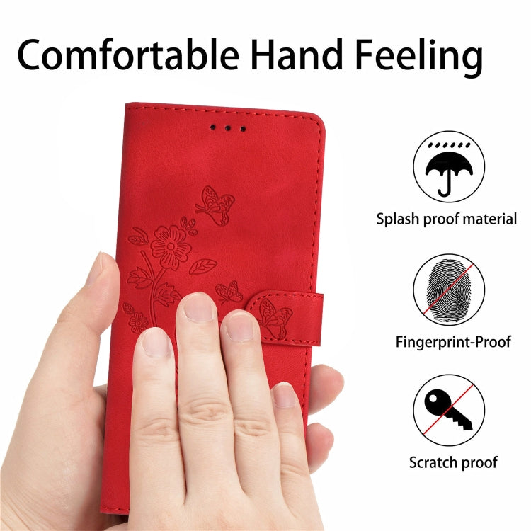 For Samsung Galaxy S25 Ultra 5G Flower Butterfly Embossing Pattern Leather Phone Case(Red) - Galaxy S25 Ultra 5G Cases by buy2fix | Online Shopping UK | buy2fix