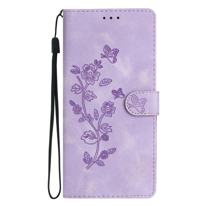 For Samsung Galaxy S25 Ultra 5G Flower Butterfly Embossing Pattern Leather Phone Case(Purple) - Galaxy S25 Ultra 5G Cases by buy2fix | Online Shopping UK | buy2fix