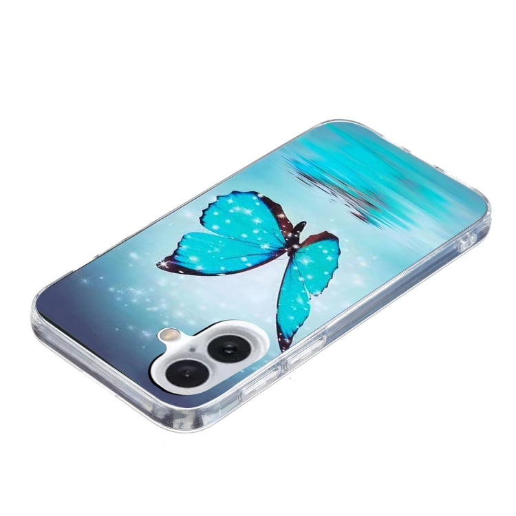 For iPhone 16 Plus Colored Drawing Pattern TPU Phone Case(Butterfly) - iPhone 16 Plus Cases by buy2fix | Online Shopping UK | buy2fix