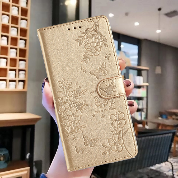 For Blackview A55 Pro Butterflies and Flowers Leather Phone Case(Gold) - More Brand by buy2fix | Online Shopping UK | buy2fix