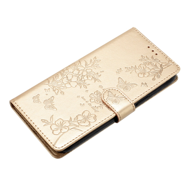 For Blackview A55 Pro Butterflies and Flowers Leather Phone Case(Gold) - More Brand by buy2fix | Online Shopping UK | buy2fix