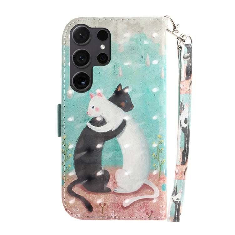 For Samsung Galaxy S25 Ultra 5G 3D Colored Horizontal Flip Leather Phone Case(Black White Cat) - Galaxy S25 Ultra 5G Cases by buy2fix | Online Shopping UK | buy2fix