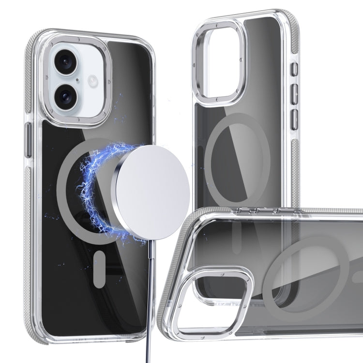 For iPhone 16 Plus Magsafe Dual-Color Transparent Black Full Coverage Phone Case(Gray) - iPhone 16 Plus Cases by buy2fix | Online Shopping UK | buy2fix