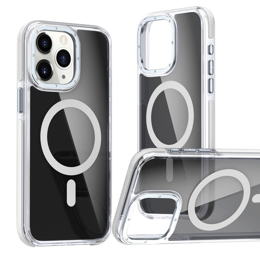 For iPhone 11 Pro Max Magsafe Dual-Color Transparent Black Full Coverage Phone Case(White) - iPhone 11 Pro Max Cases by buy2fix | Online Shopping UK | buy2fix