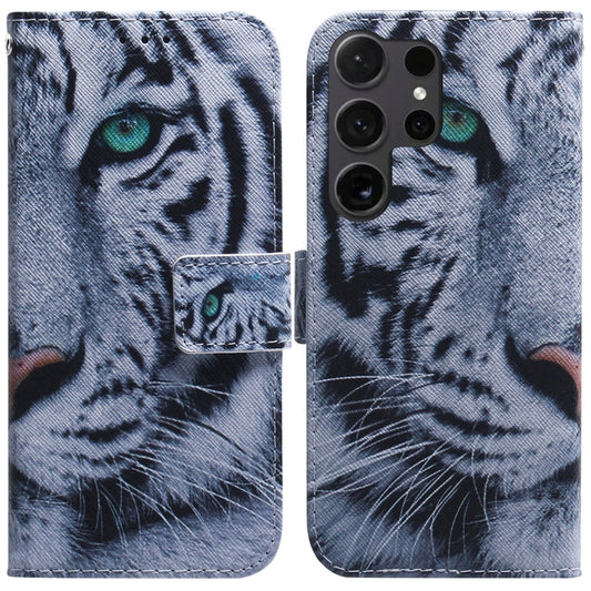 For Samsung Galaxy S25 Ultra 5G Coloured Drawing Flip Leather Phone Case(Tiger) - Galaxy S25 Ultra 5G Cases by buy2fix | Online Shopping UK | buy2fix