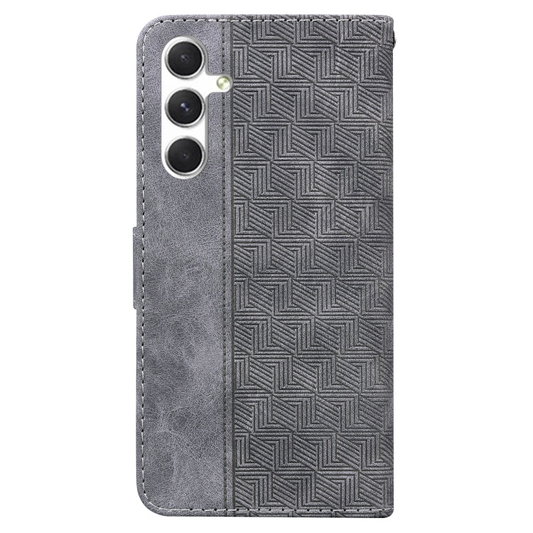 For Samsung Galaxy S25 5G Geometric Embossed Leather Phone Case(Grey) - Galaxy S25 5G Cases by buy2fix | Online Shopping UK | buy2fix