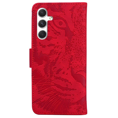 For Samsung Galaxy S25 5G Tiger Embossing Pattern Flip Leather Phone Case(Red) - Galaxy S25 5G Cases by buy2fix | Online Shopping UK | buy2fix