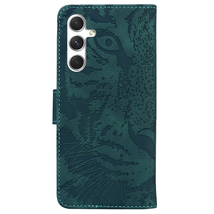 For Samsung Galaxy S25 5G Tiger Embossing Pattern Flip Leather Phone Case(Green) - Galaxy S25 5G Cases by buy2fix | Online Shopping UK | buy2fix