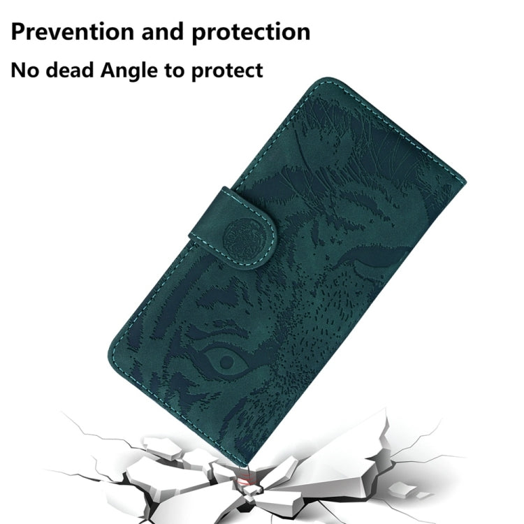 For Samsung Galaxy S25 5G Tiger Embossing Pattern Flip Leather Phone Case(Green) - Galaxy S25 5G Cases by buy2fix | Online Shopping UK | buy2fix