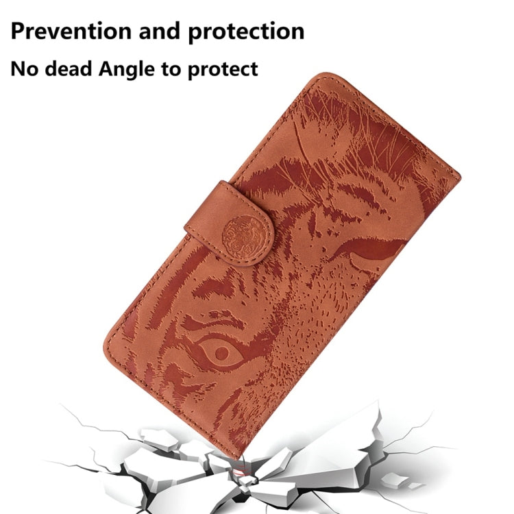 For Samsung Galaxy S25 Ultra 5G Tiger Embossing Pattern Flip Leather Phone Case(Brown) - Galaxy S25 Ultra 5G Cases by buy2fix | Online Shopping UK | buy2fix