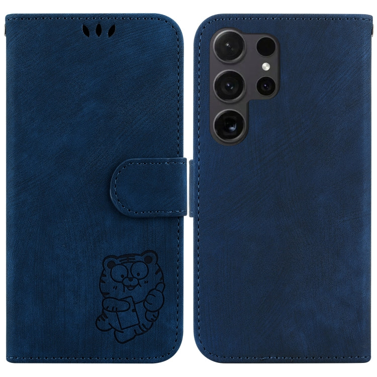 For Samsung Galaxy S25 Ultra 5G Little Tiger Embossed Leather Phone Case(Dark Blue) - Galaxy S24 Ultra 5G Cases by buy2fix | Online Shopping UK | buy2fix