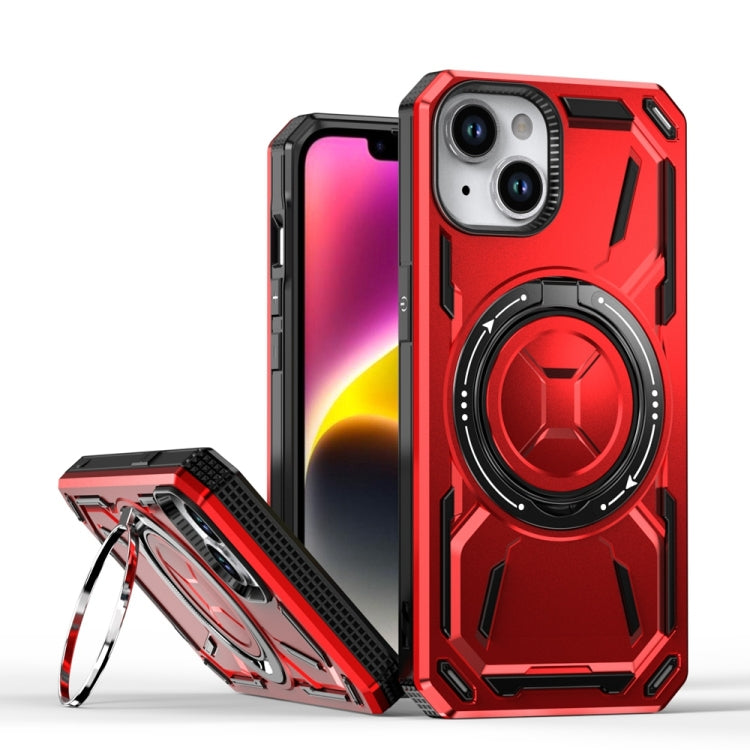 For iPhone 14 Armor II Series MagSafe Magnetic Holder Phone Case(Red) - iPhone 14 Cases by buy2fix | Online Shopping UK | buy2fix