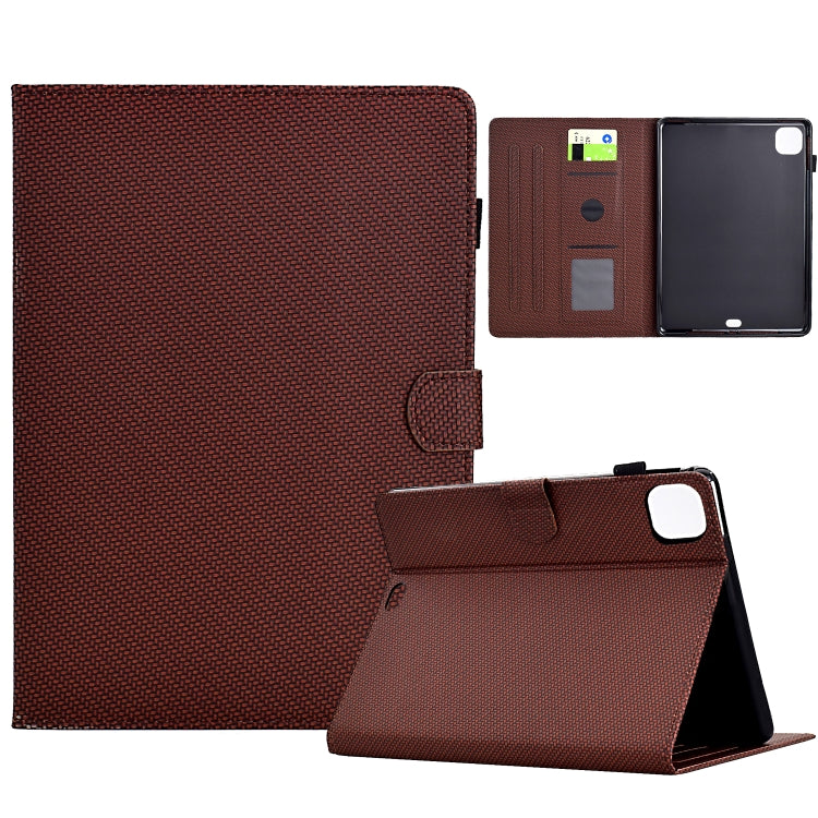 For iPad Air 11 2024 Solid Color Fiber Texture Smart Tablet Leather Case(Brown) - iPad Air 11 2024 Cases by buy2fix | Online Shopping UK | buy2fix