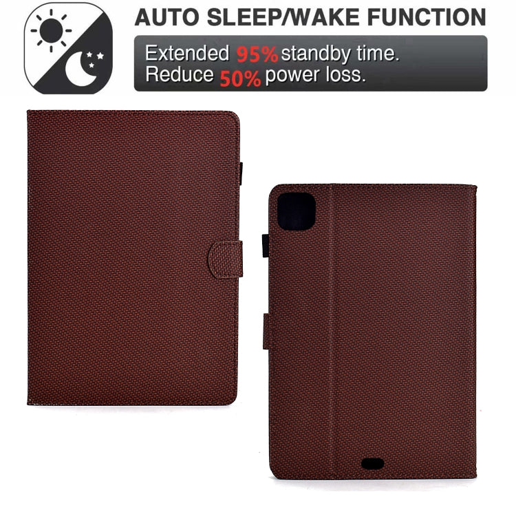 For iPad Air 11 2024 Solid Color Fiber Texture Smart Tablet Leather Case(Brown) - iPad Air 11 2024 Cases by buy2fix | Online Shopping UK | buy2fix